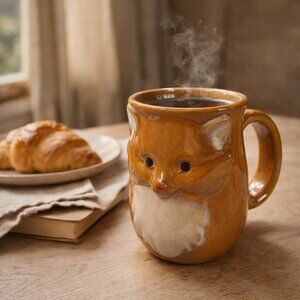 Giftcraft Fox Hand Warmer Mug Cozy Animal Ceramic Coffee Tea Woodland Cup
